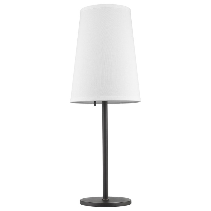 27" Black Metal Table Lamp with White Cone Shade