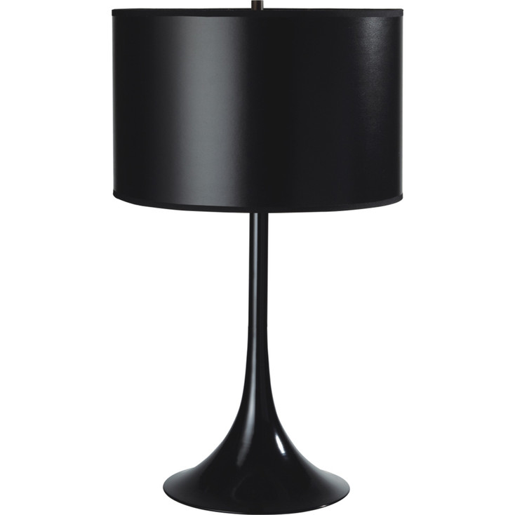 25" Black Minimalist Metal Table Lamp with Black Classic Drum Shade