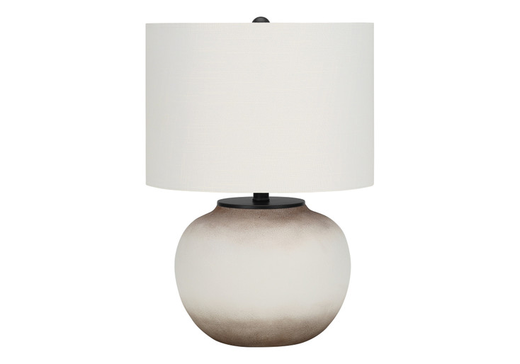 21" Cream Ceramic Round Table Lamp with Cream Drum Shade