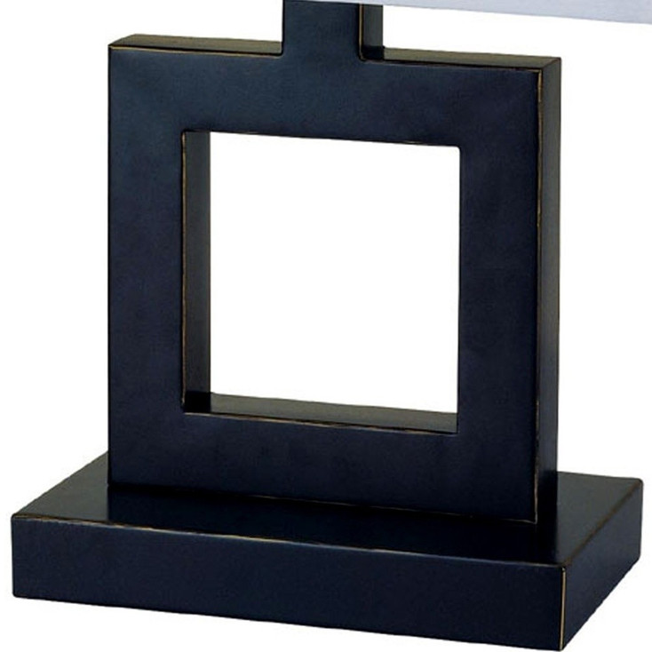 22" Bronze Open Square Table Lamp with White Rectangle Shade