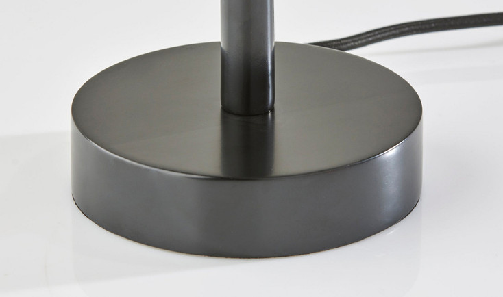 28" Black Solid Wood Round Table Lamp with Gray Drum Shade