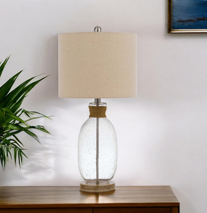26" Brown Mason Jar Table Lamp with Brown Drum Shade