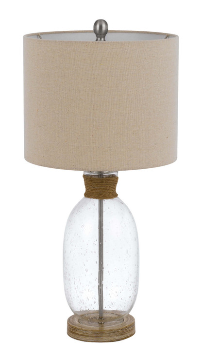 26" Brown Mason Jar Table Lamp with Brown Drum Shade