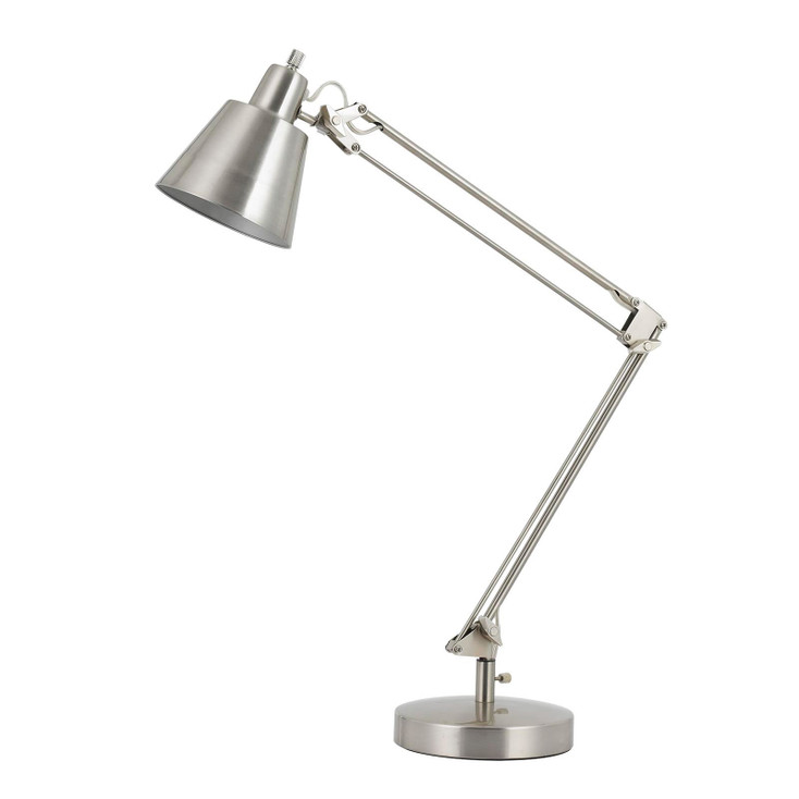 27" Nickel Metal Desk Table Lamp with Nickel Cone Shade