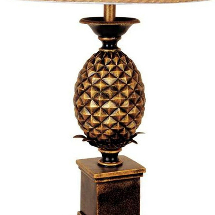 32" Gold Metal Pineapple Table Lamp with Gold Classic Empire Shade