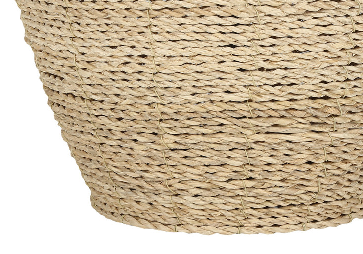 25" Beige Rattan Round Table Lamp with Beige Drum Shade