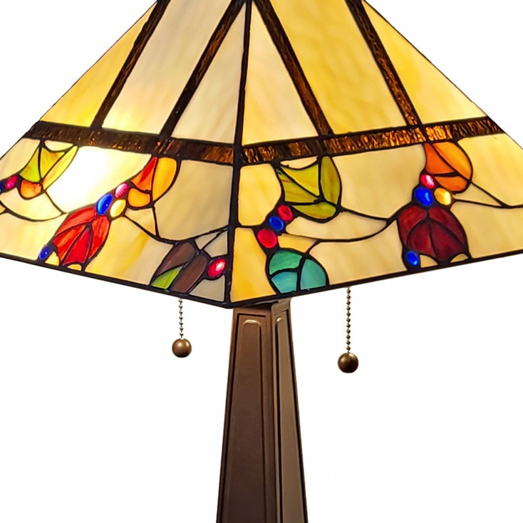 22" Dark Brown Metal Two-Light Candlestick Table Lamp with White Shade