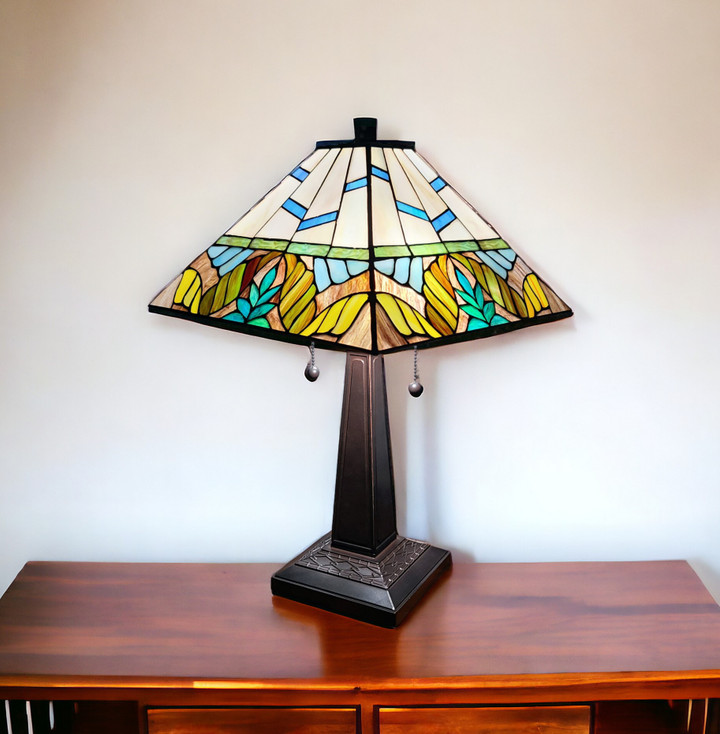 22" Dark Brown Two-Light Candlestick Metal Table Lamp with White Shade