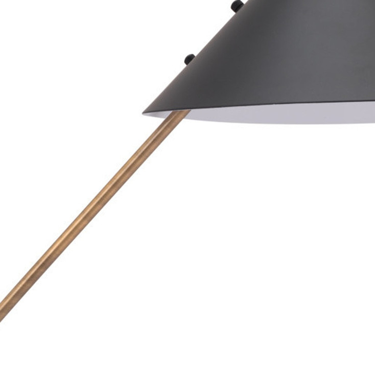 52" White Metal Bedside Table Lamp with Black Cone Shade