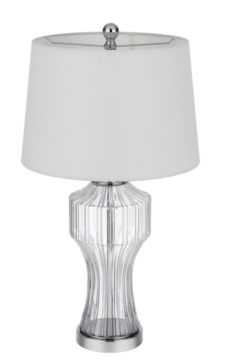 26" Clear Glass Table Lamp with White Empire Shade
