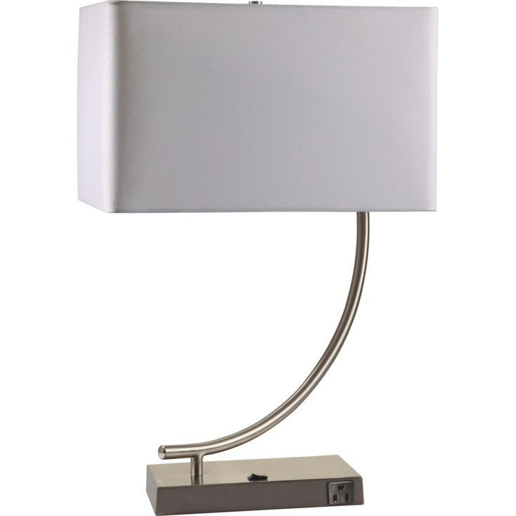 23" Silver Curved Table Lamp with White Rectangle Shade