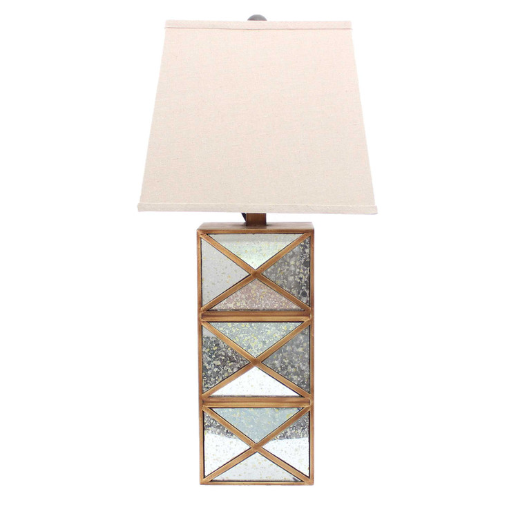 6.25" x 6.75" x 27.5" Gold Modern Illusionary Mirrored Base - Table Lamp