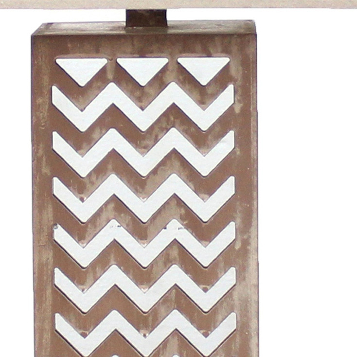 6" x 6" x 27.5" Tan Metal Mirror - Table Lamp