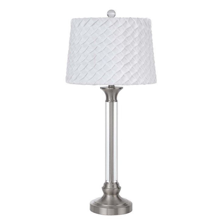 32" Nickel Metal Table Lamp with White Empire Shade