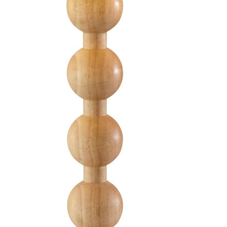 28" Brown Solid Wood Candlestick Table Lamp with Off White Drum Shade
