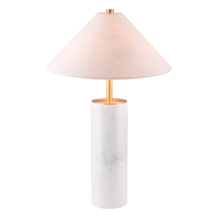 55" White Metal Bedside Table Lamp with Beige Empire Shade