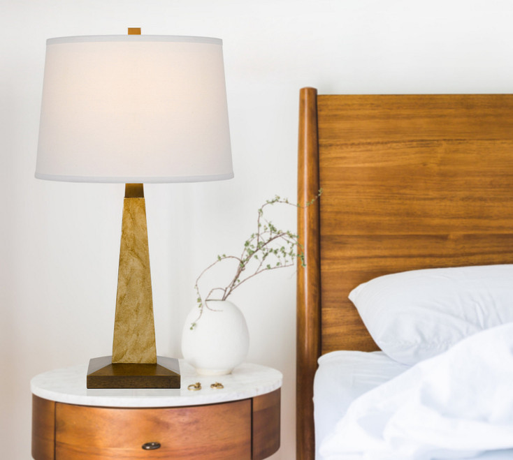 28" Brown Table Lamp with Off White Empire Shade