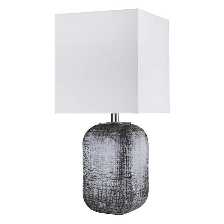 25" Blue and Gray Ceramic Table Lamp with White Square Shade