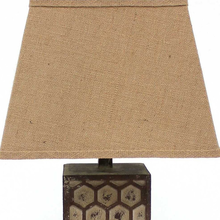 29" Brown Solid Wood Bedside Table Lamp with Brown Shade