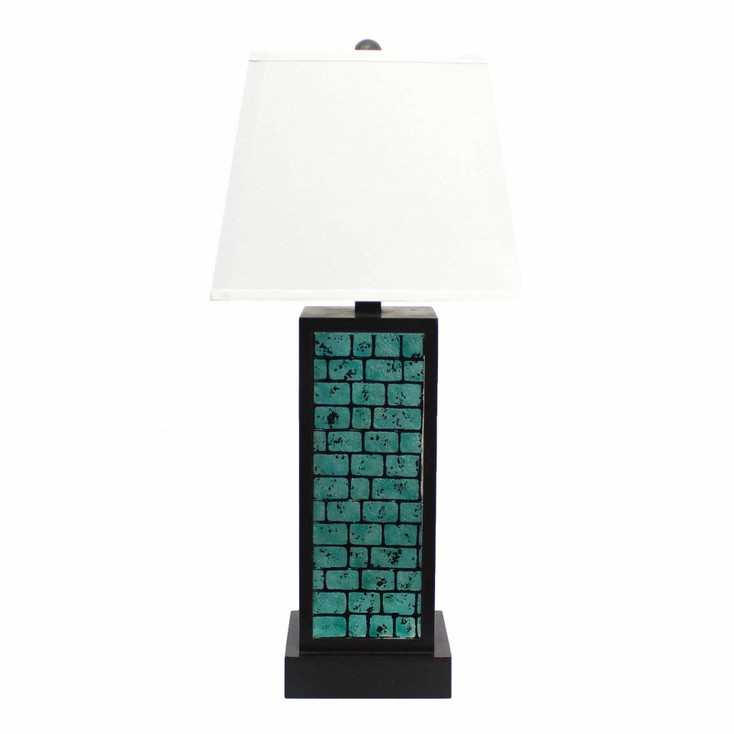 31" Black Metal Bedside Lamp with White Empire Shade