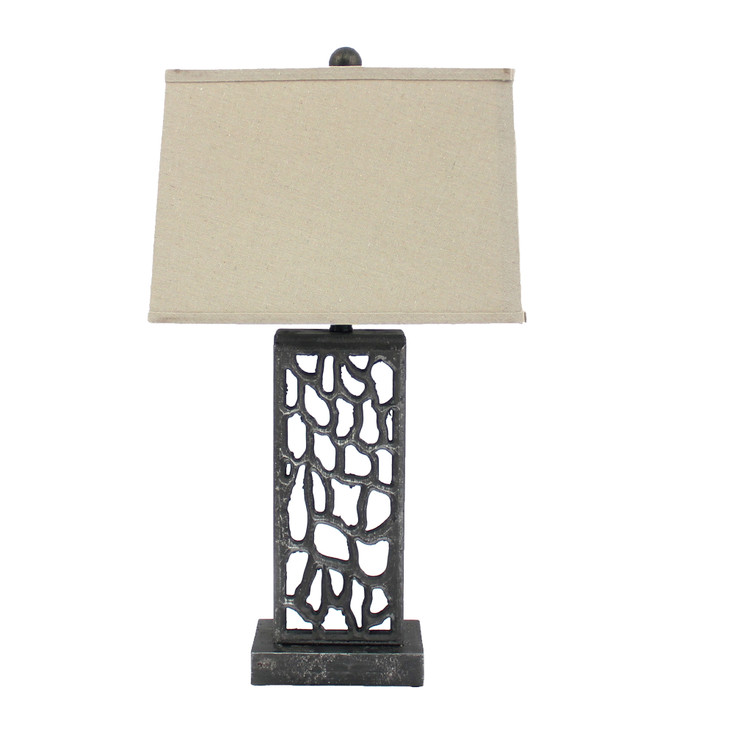 5" x 8" x 28.75" Silver Metal with Multi Mini Grotto Pattern - Table Lamp