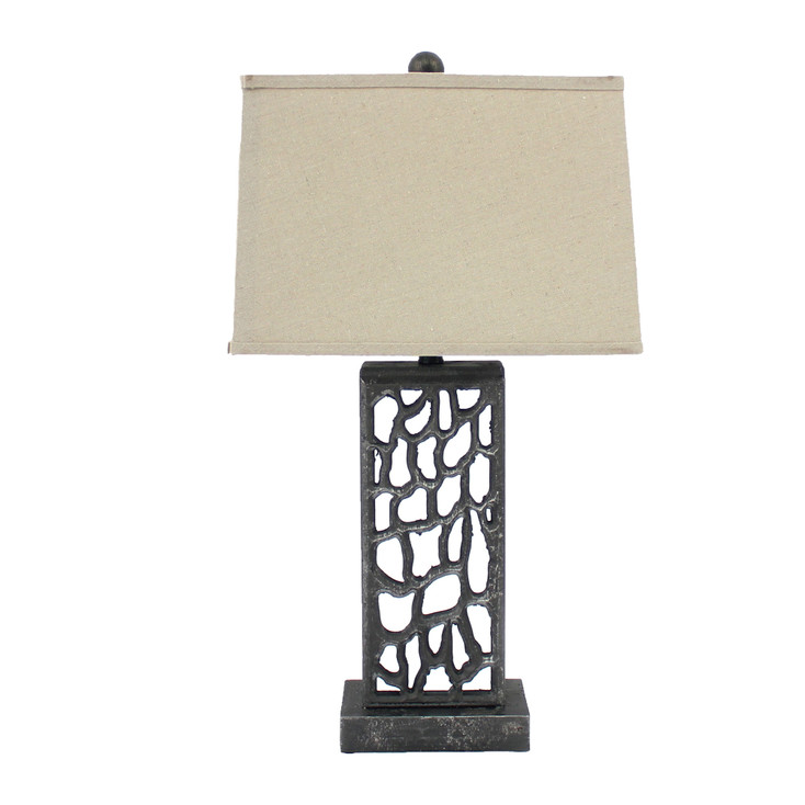 5" x 8" x 28.75" Silver Metal with Multi Mini Grotto Pattern - Table Lamp