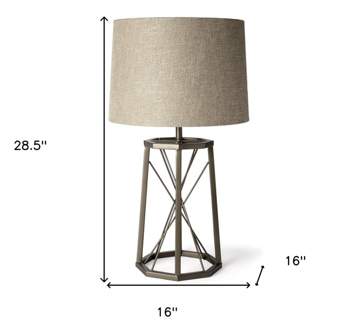 29" Bronze Lamp Base LED with Beige Shade