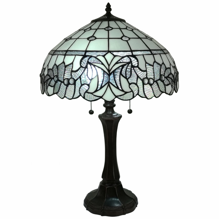23" Dark Brown Metal Two Light Candlestick Table Lamp with White Shade