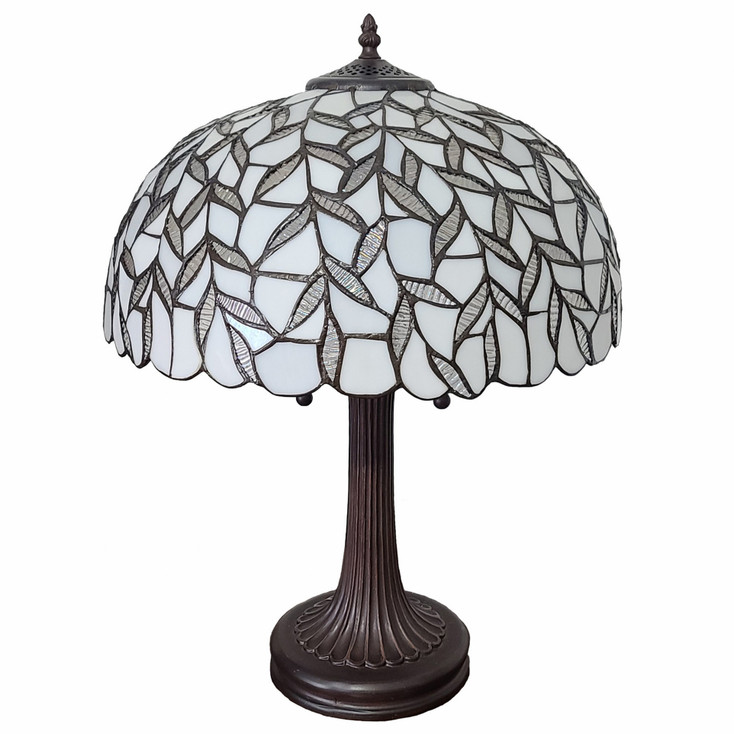 23" Dark Brown Two Light Candlestick Metal Table Lamp with White Shade