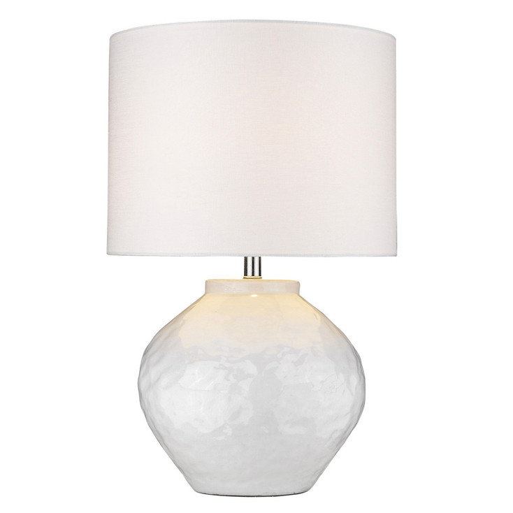 26" White Ceramic Table Lamp with White Drum Shade