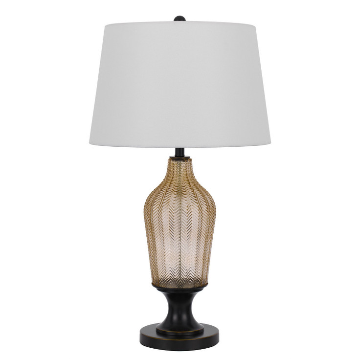 31" Bronze Glass Table Lamp with White Empire Shade