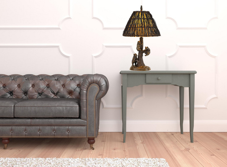 30" Bronze Table Lamp with Brown Empire Shade