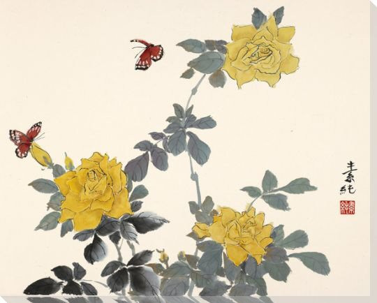 Yellow Roses Wrapped Canvas Giclee Print Wall Art