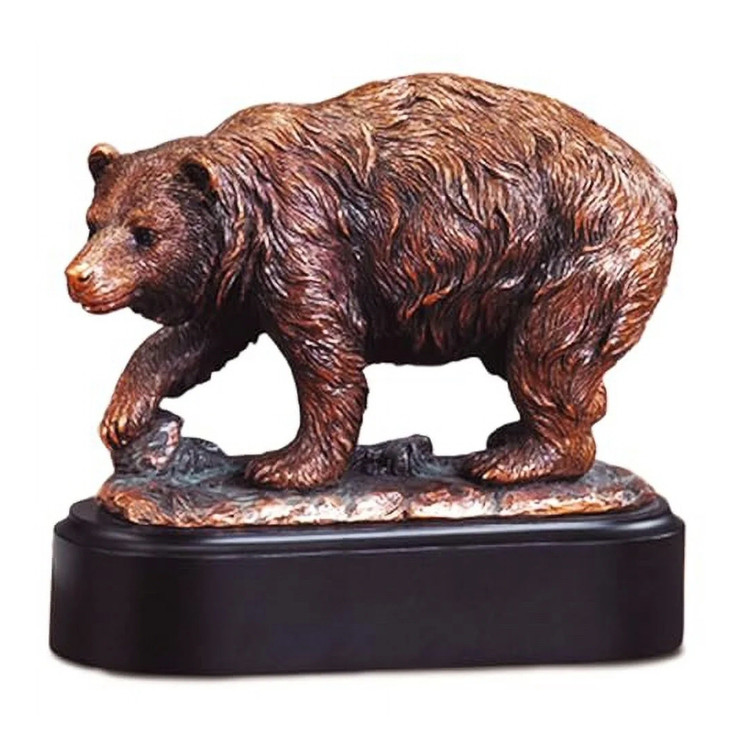 7.5" Walking Bear Statue - Bronze Finish