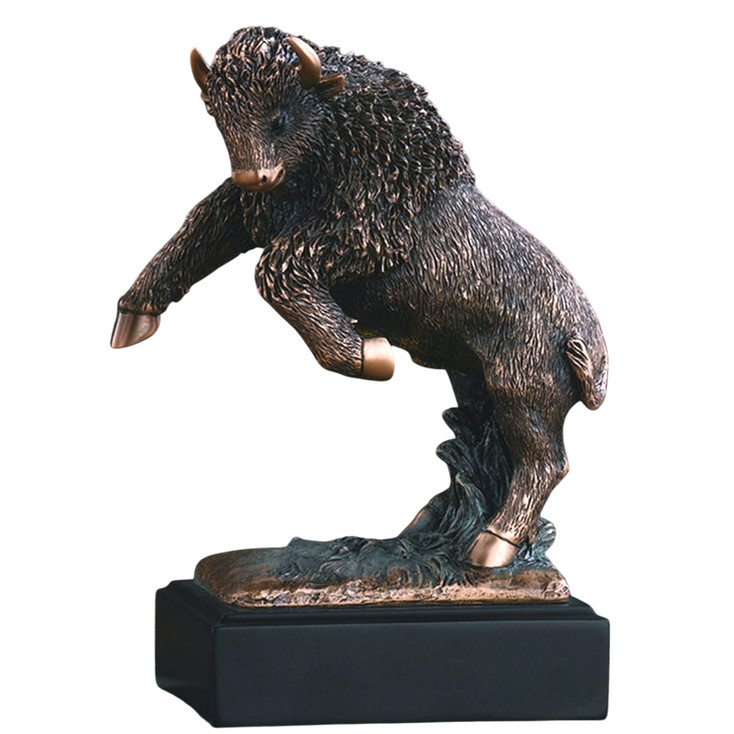 6.5" Buffalo Rearing Up Statue - Bronze Finish
