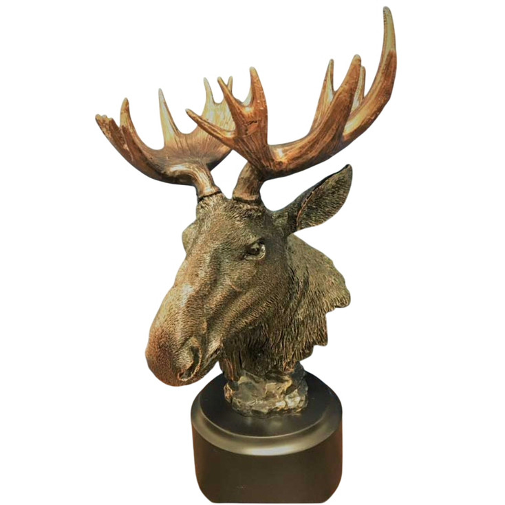 11.5" Moose Head Bust Statue - Bronze Finish