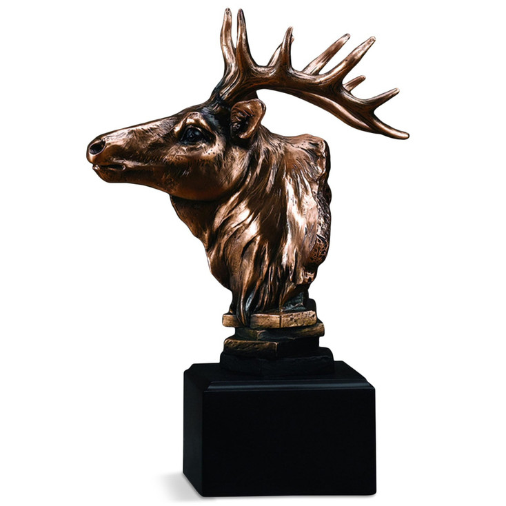 8.5" Elk Head Statue - Bronze Finish