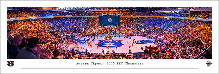 Auburn Tigers Basketball 2025 SEC Champions Panoramic Art Print