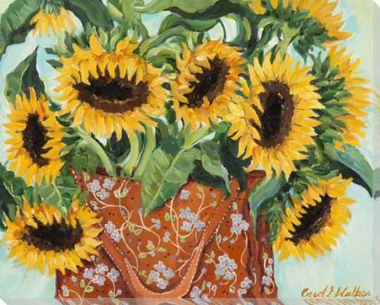 Bag of Sunflowers Wrapped Canvas Giclee Print Wall Art