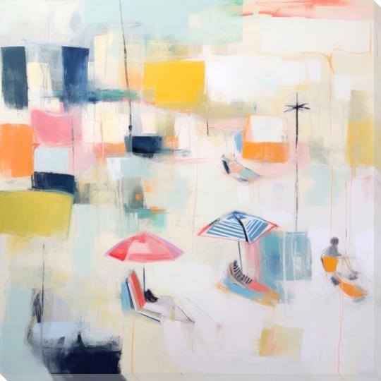 Clam Blue Beach II Wrapped Canvas Giclee Art Print Wall Art