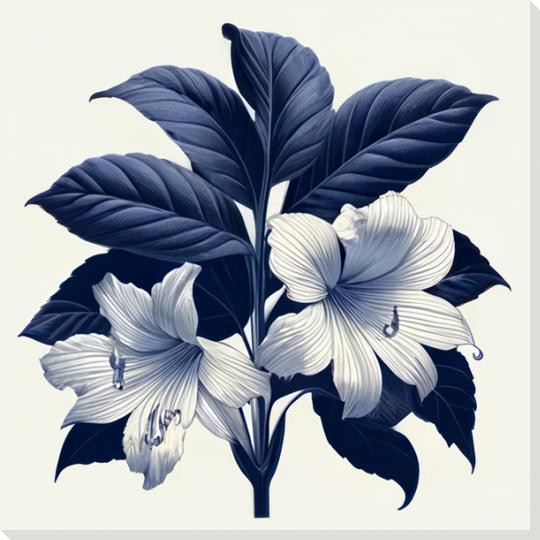 Blue Flora II Wrapped Canvas Giclee Art Print Wall Art