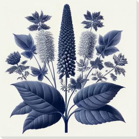 Blue Flora IV Wrapped Canvas Giclee Art Print Wall Art