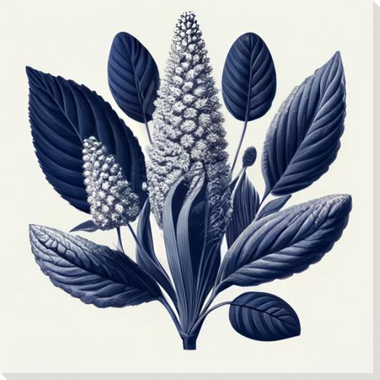 Blue Flora IX Wrapped Canvas Giclee Art Print Wall Art