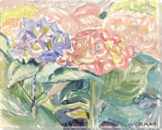 Hydrangea Flowers Sketch Wrapped Canvas Giclee Art Print Wall Art