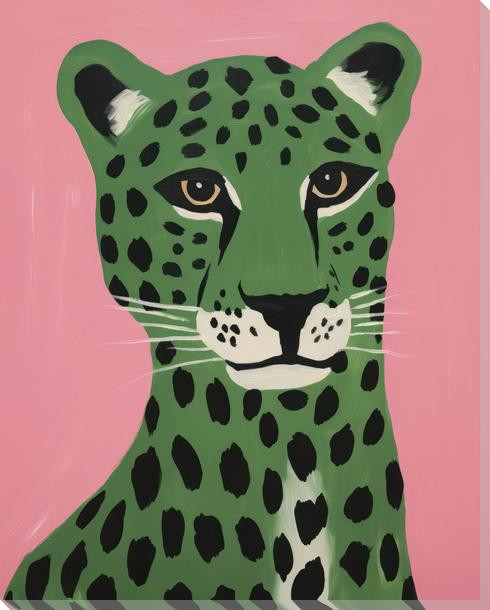 Emerald Leopard 2 Wrapped Canvas Giclee Art Print Wall Art