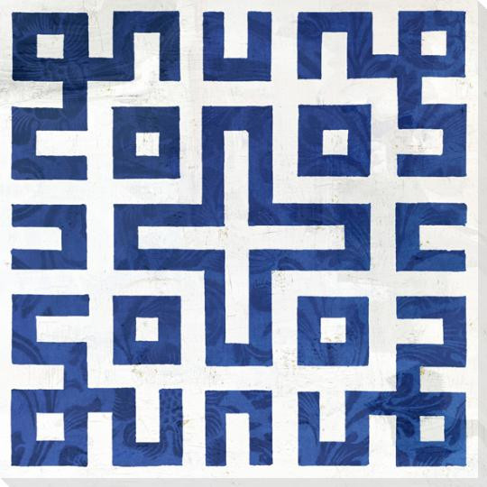 Indigo Patterns 2 Wrapped Canvas Giclee Art Print Wall Art
