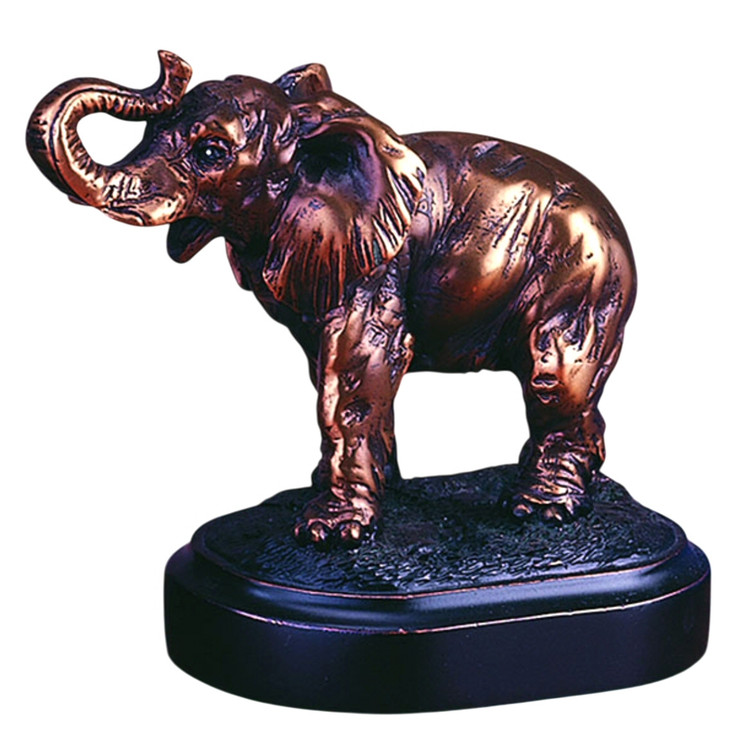 4" Elephant with Trunk Curled Statue - Bronze Finish
