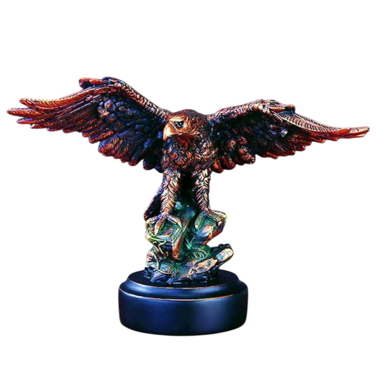 11.5" Eagle Perching on a Branch with His Wings Out Statue - Bronze Finish
