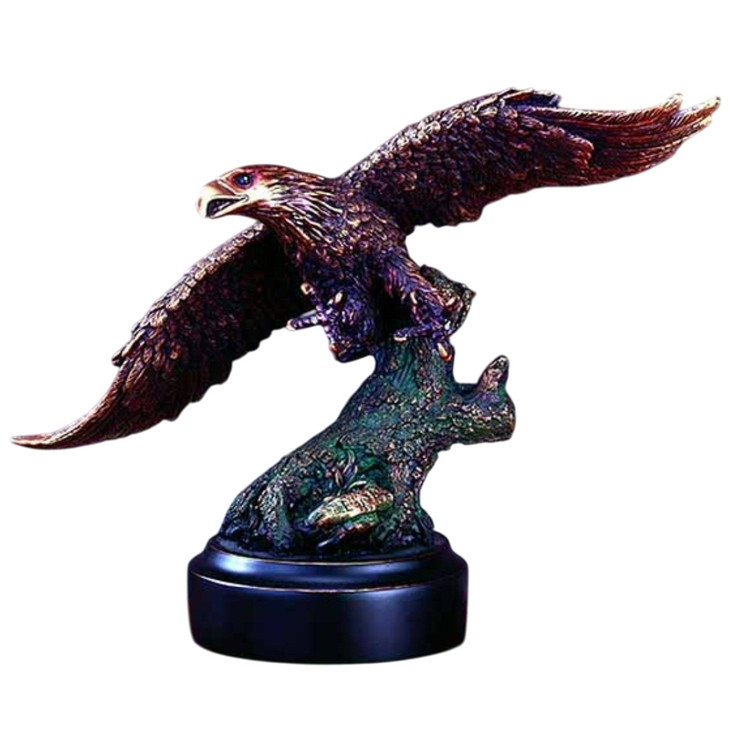 13" Eagle Flying Off a Branch Statue - Bronze Finish