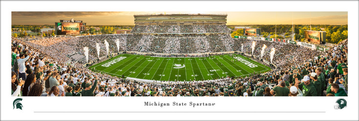 Michigan State Spartans Football Stadium Stripe Panoramic Wall Art Print